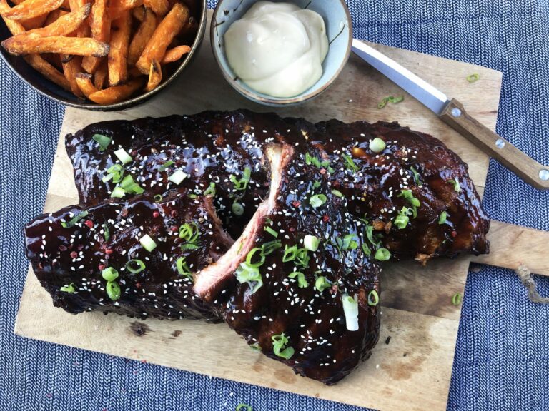 asian spareribs 321 kamado big green egg recept 01 - Sticky Asian Spareribs 3-2-1 methode