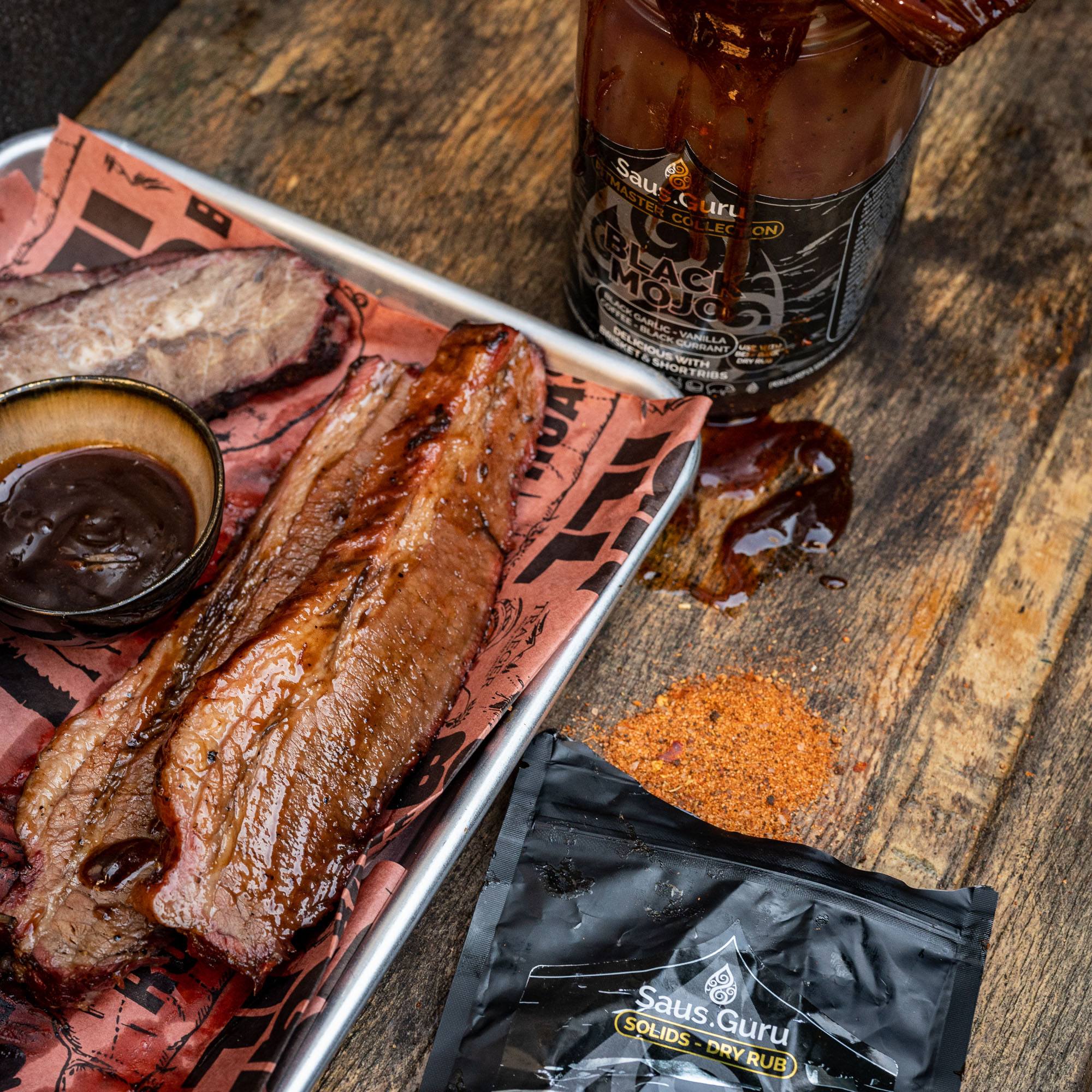 saus guru pitmaster kamado recept 100 - Black Mojo Brisket & Guilty pleasure breakfast