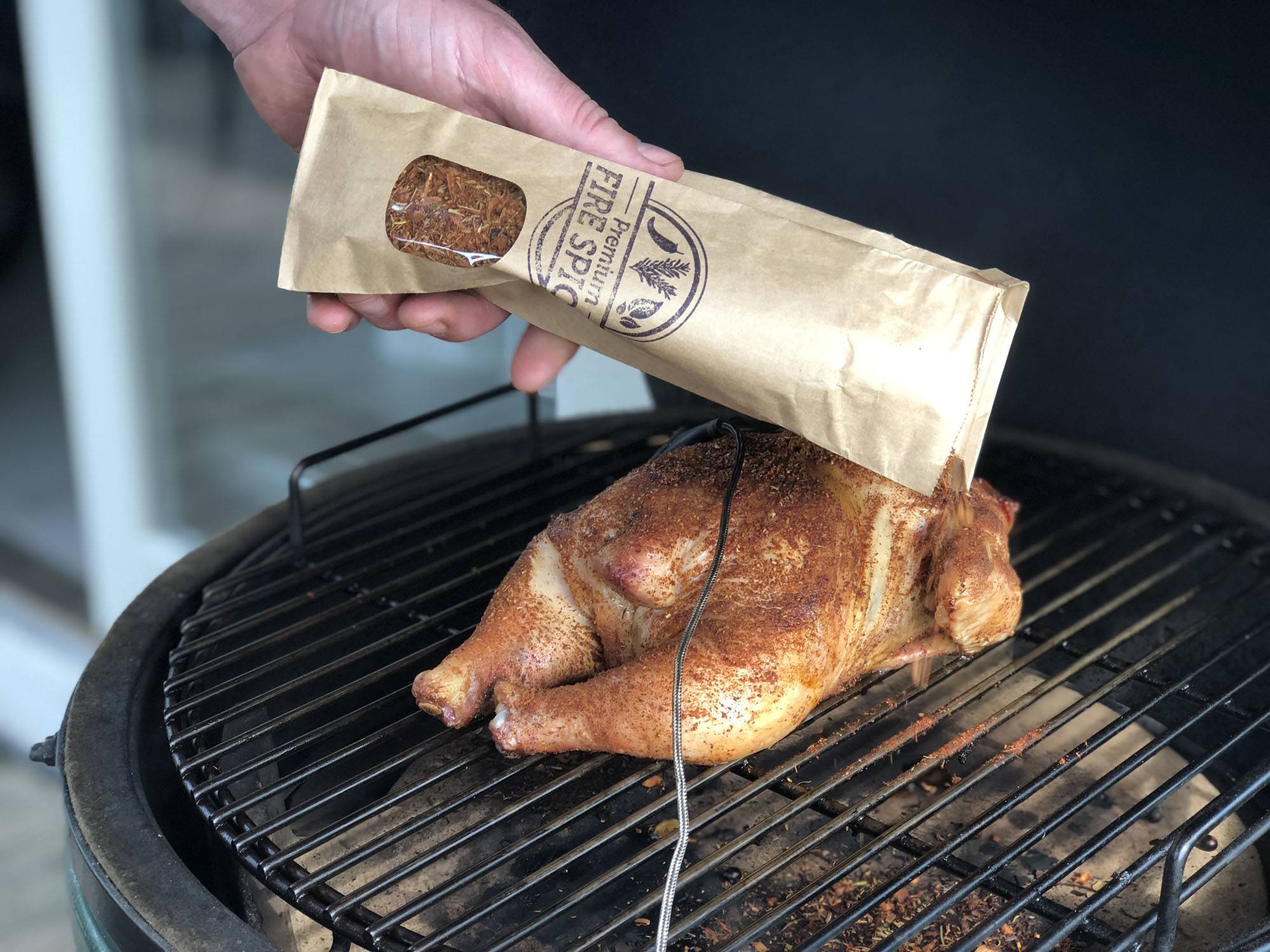 pulled chicken kamado green egg recept 05 - Pulled chicken met gegrilde perzik