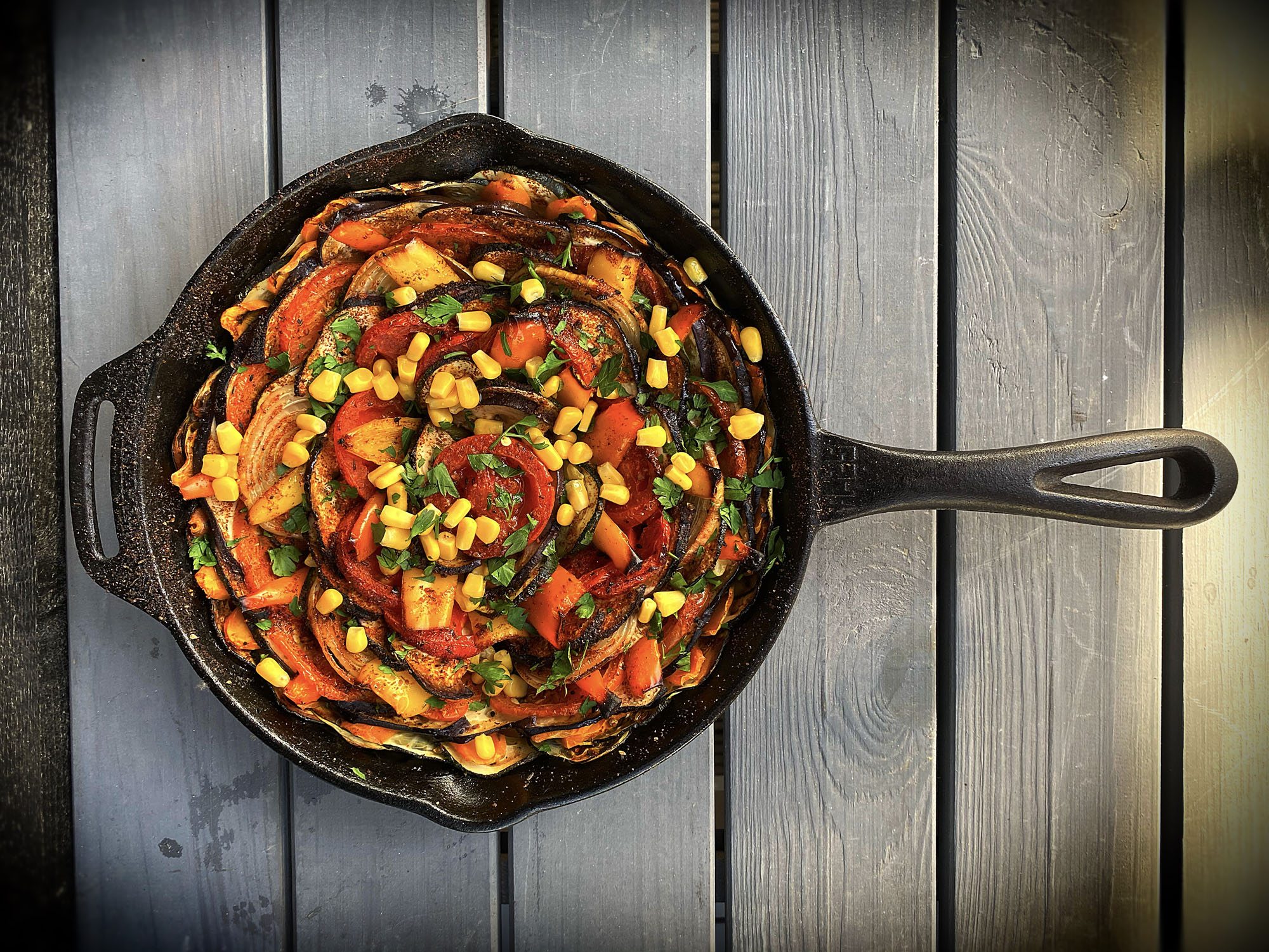 groenten skillet bbq recept kamado green egg 01 - Groenten skillet
