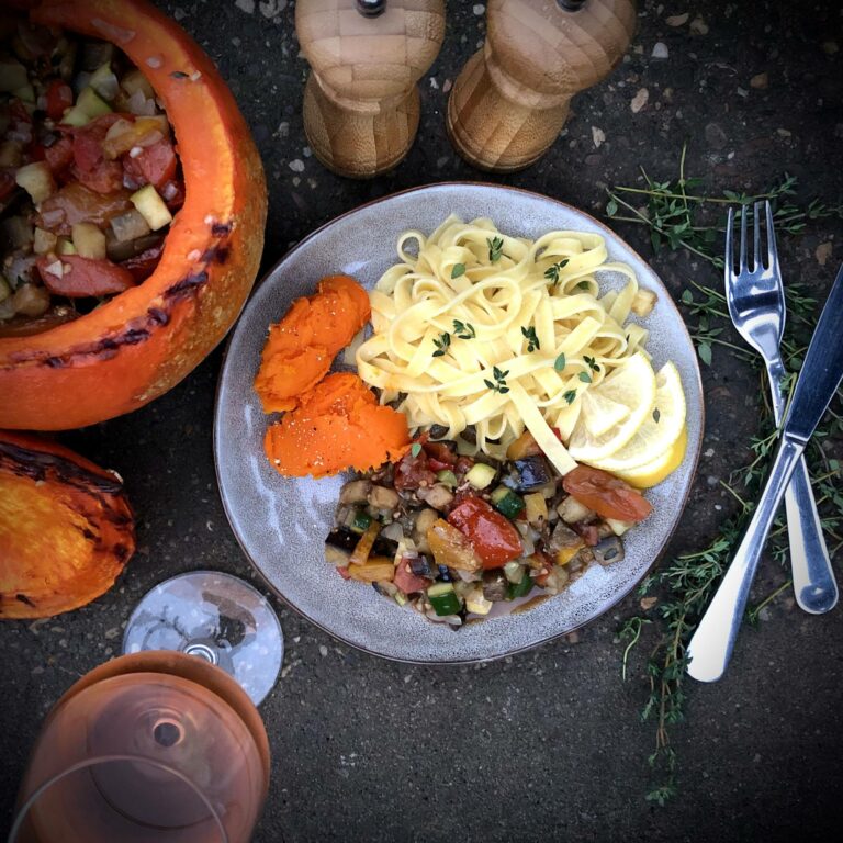 ratatouille tagliatelle bbq big green egg recept 03 - Ratatouille met tagliatelle