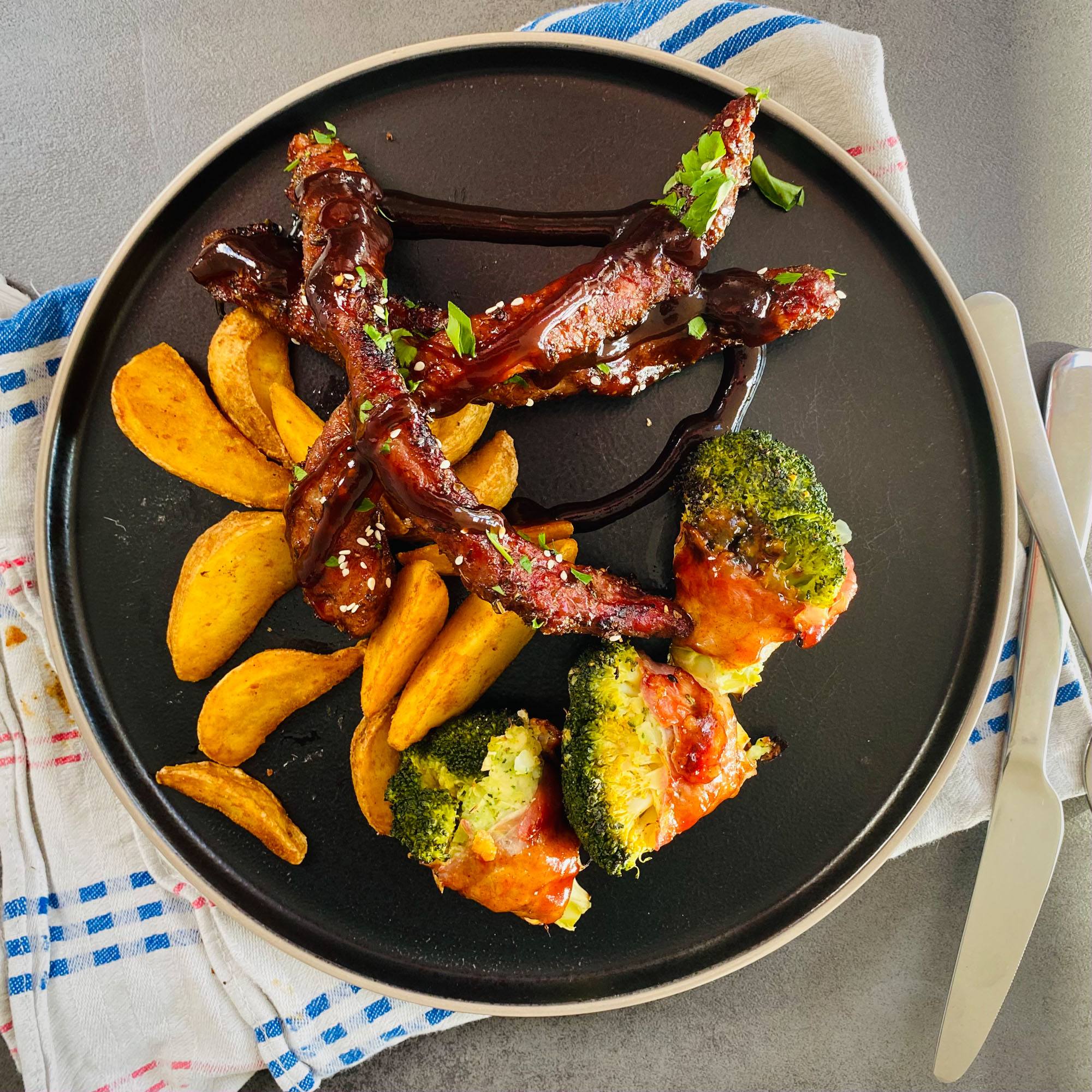 iberico ribfingers broccoli recept kamado egg 28 - Iberico ribfingers met broccoli roosjes