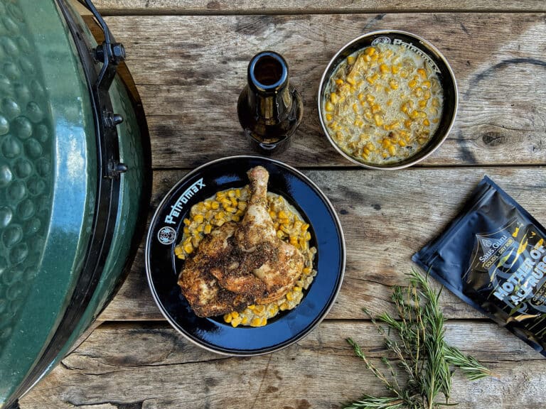 bier kip mais creme bbq kamado green egg recept 12 - Hele bier kip met romige mais