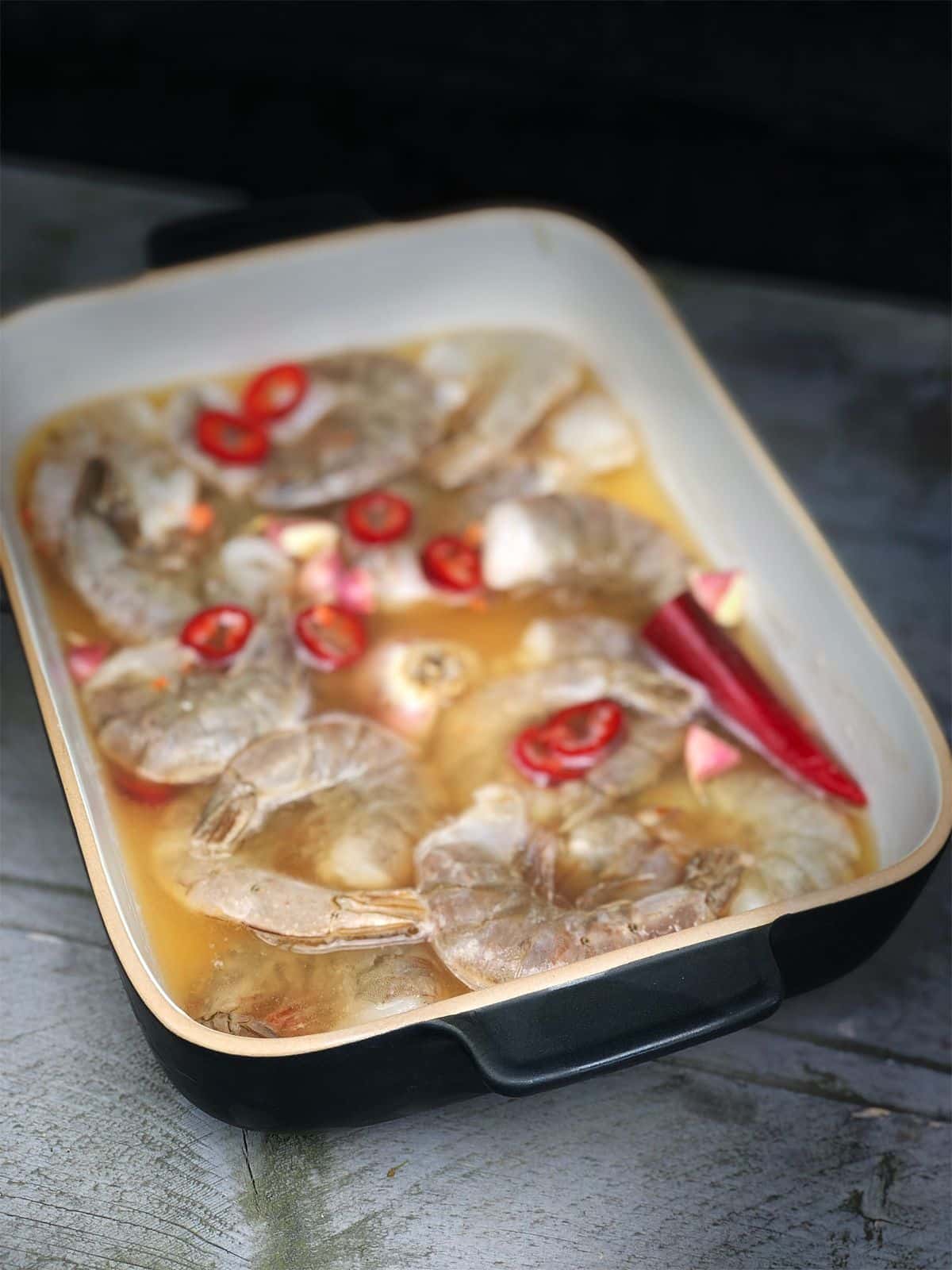 kamado gambas zoutsteen groenten tag big green egg recept03 - Gamba’s van de zoutsteen met groenten tagliatelle