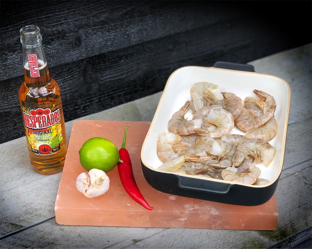 kamado gambas zoutsteen groenten tag big green egg recept11 - Gamba’s van de zoutsteen met groenten tagliatelle