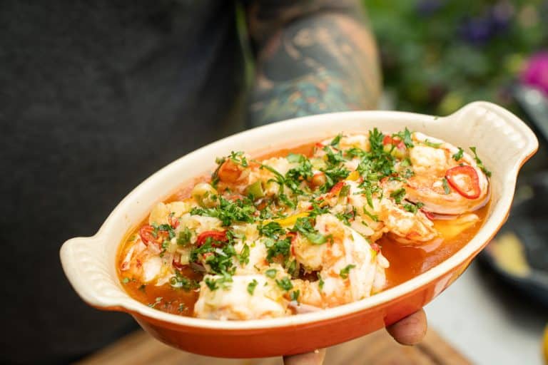 knoflookgambas - Gamba’s in citroen-knoflookolie